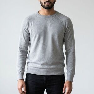 Banana Republic Light Gray Crewneck Sweater Cotton Size Large Mens Pullover